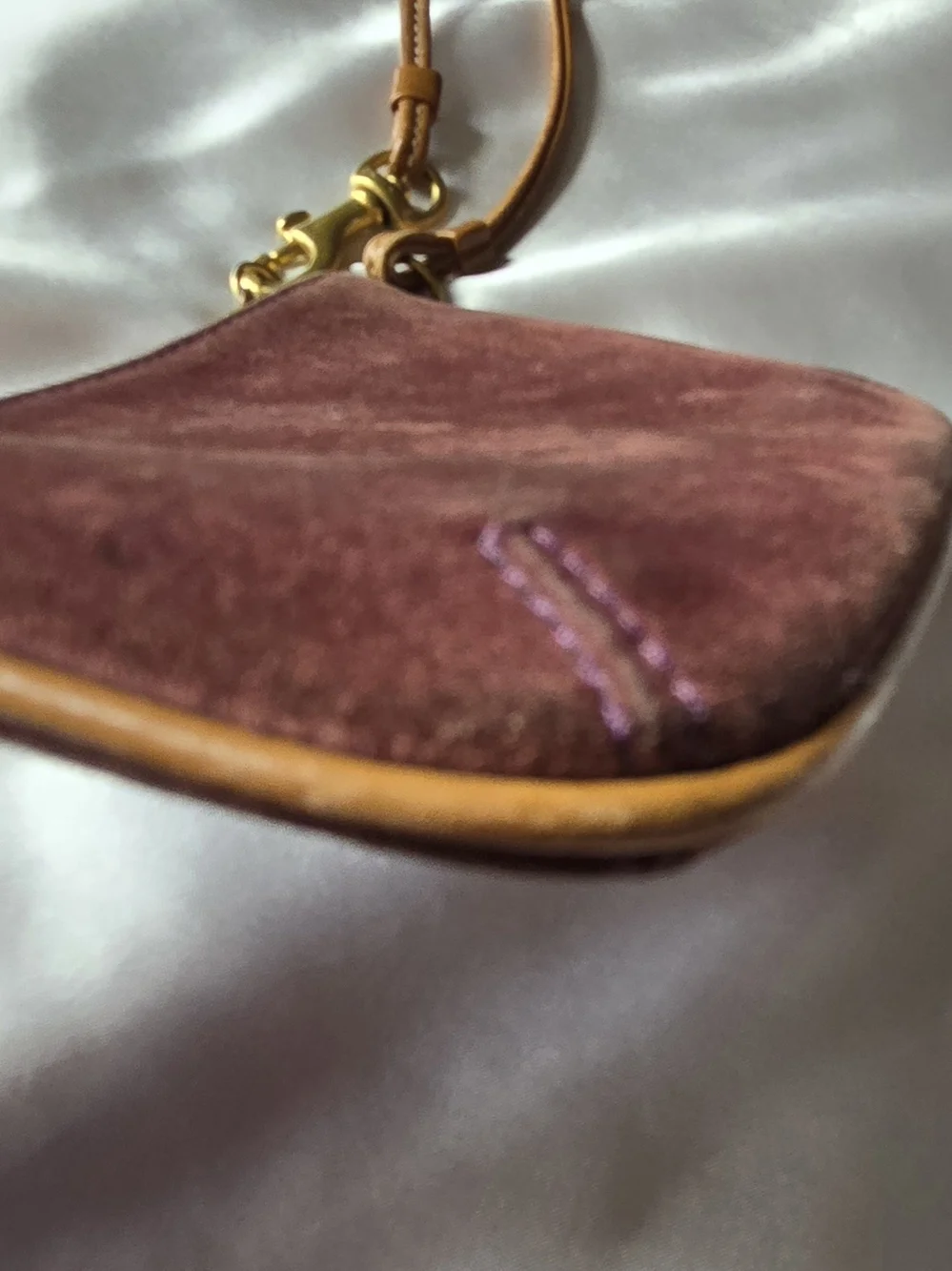 Coach Brown Suede Wristlet with Gold Hardware and Tan Strap - Picture 5 of 10